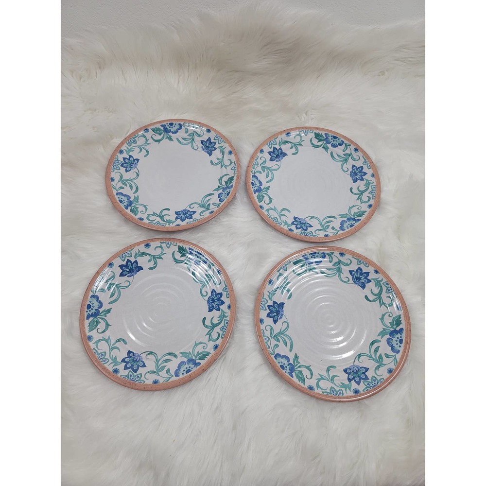TarHong Rio Turquoise Floral Dinner Plate, 10.5", Melamine, Set of 4